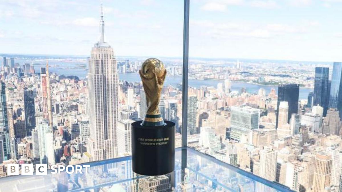 FIFA World Cup trophy on display during the official tour around 2026 host cities