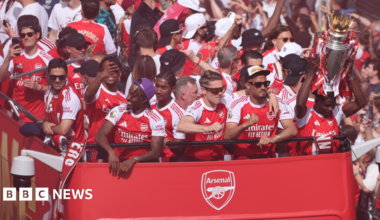 Arsenal's Premier League victory parade: Huge crowds greet players as they parade trophy