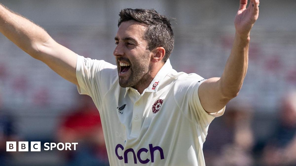 Ben Sanderson celebrates taking wicket