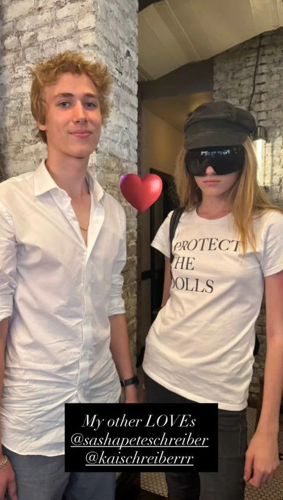 Photo shared by Naomi Watts on Valentine's Day 2026 of her son Sasha and daughter Kai