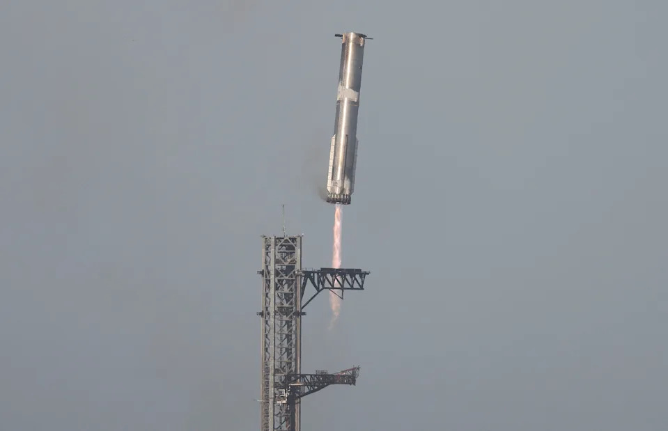 The Super Heavy booster returns to its launch pad March 6 after the SpaceX Starship continued.
