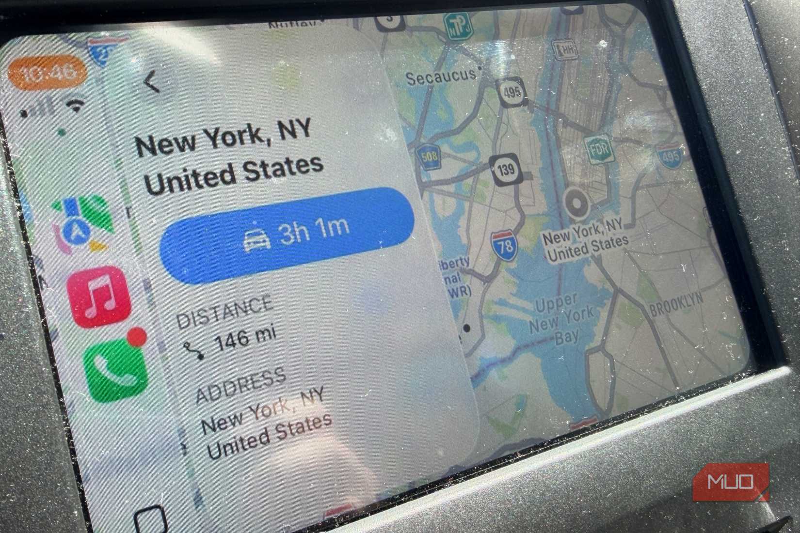 A map on CarPlay.