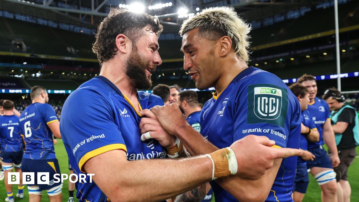 Robbie Henshaw and Rieko Ioane celebrate after the match