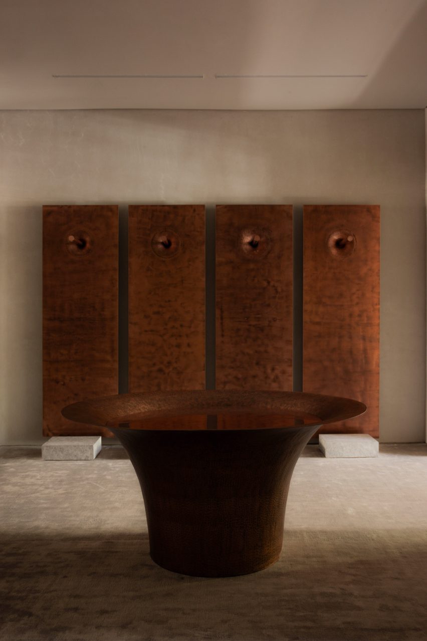 Custom copper elements within the Colima 162 boutique 