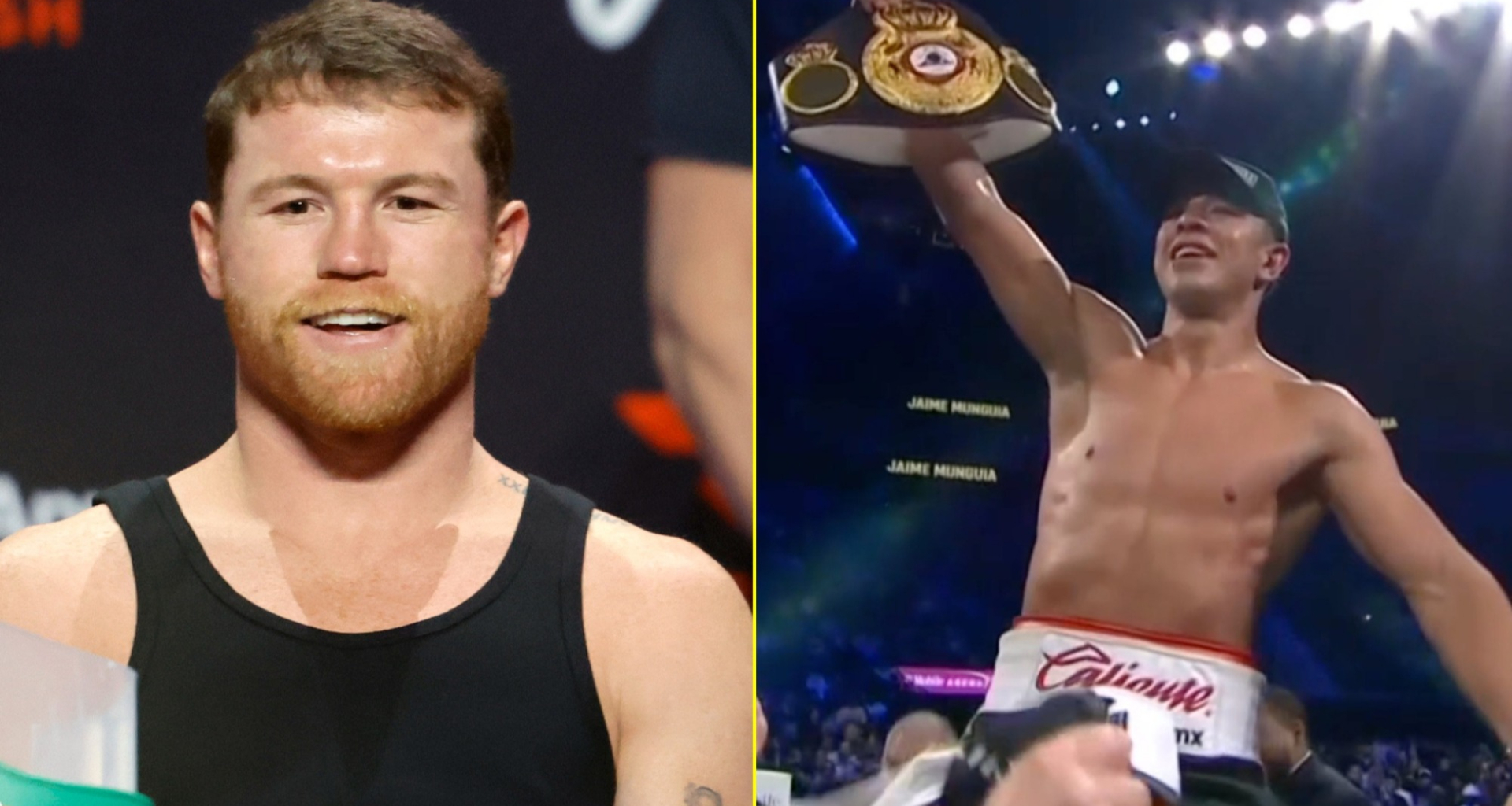 Canelo Alvarez celebrates as teammate becomes two-weight world champion in impressive win