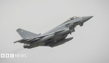 A Typoon jet pictured in the air