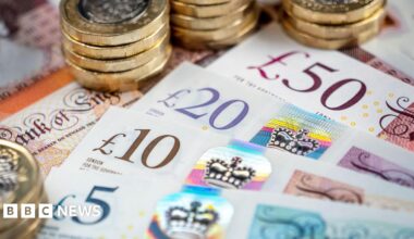 Pound coins and a 5,10,20 and 50 pound note