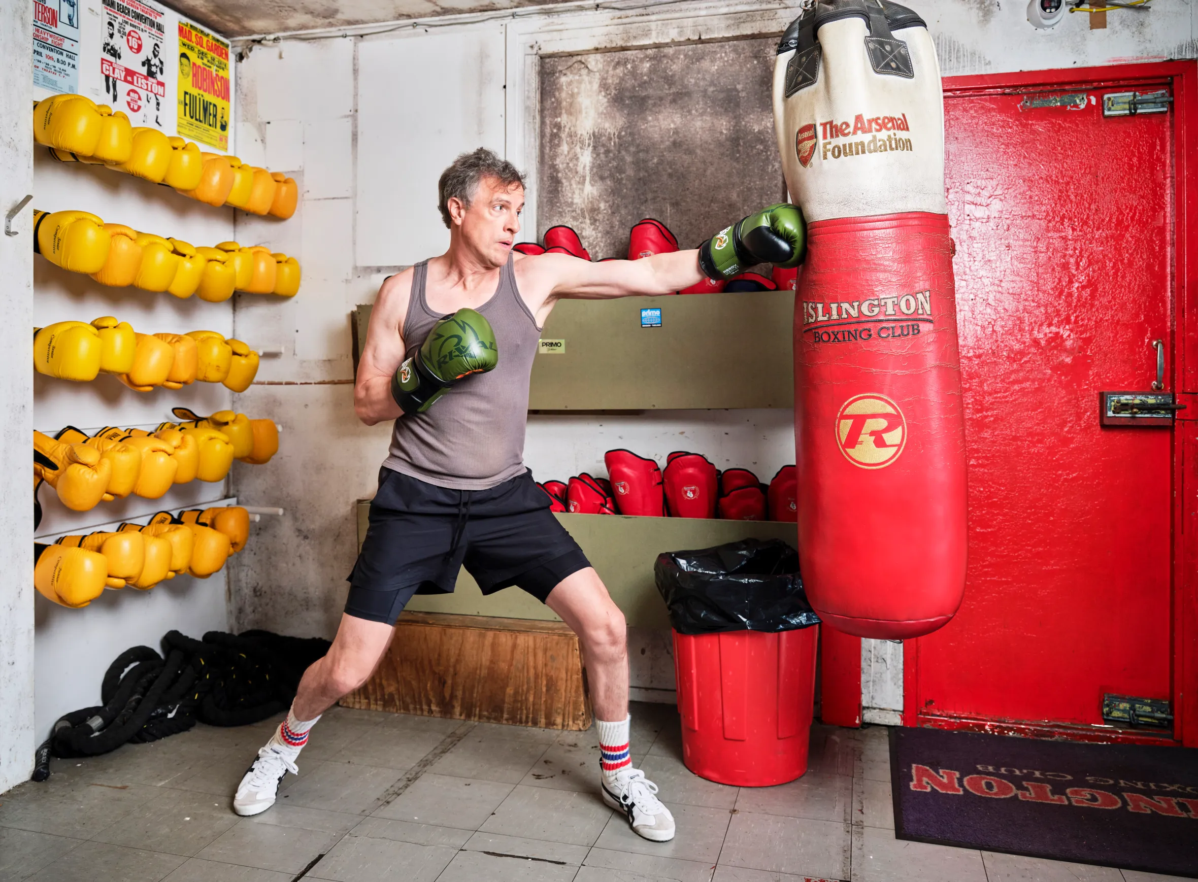Tom Mitchelson boxing for fitness at Islington Boxing Club.