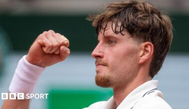 Great Britain's Toby Samuel celebrates winning in French Open qualifying