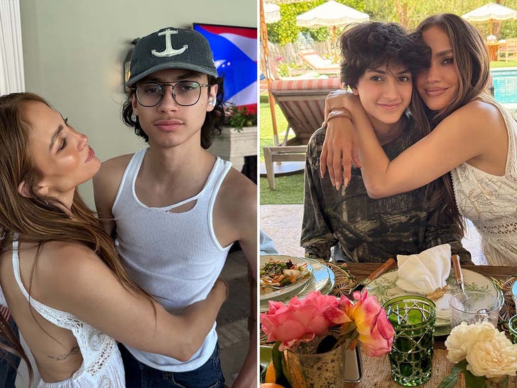 Jennifer Lopez with kids Max and Emme