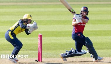 Jodi Grewcock swings a ball to leg for Essex against Hampshire