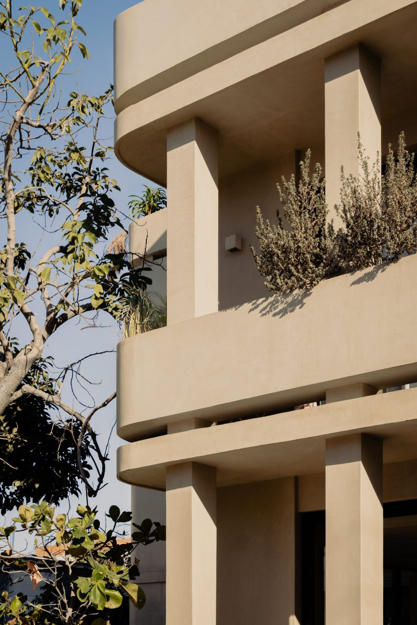 Building with a strict architectural rhythm across its facade