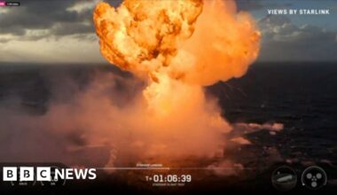 Moment SpaceX rocket explodes in the Indian Ocean after splashdown