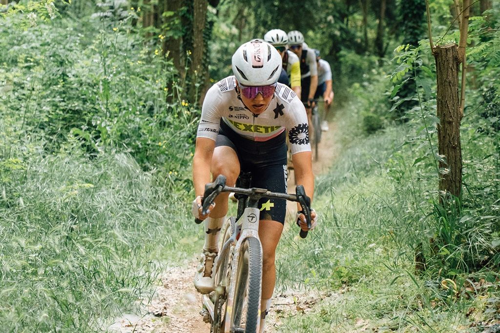 Ginia Caluori riding toward victory at The Traka 100 in 2026