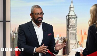James Cleverly makes a point to Laura Kuenssberg