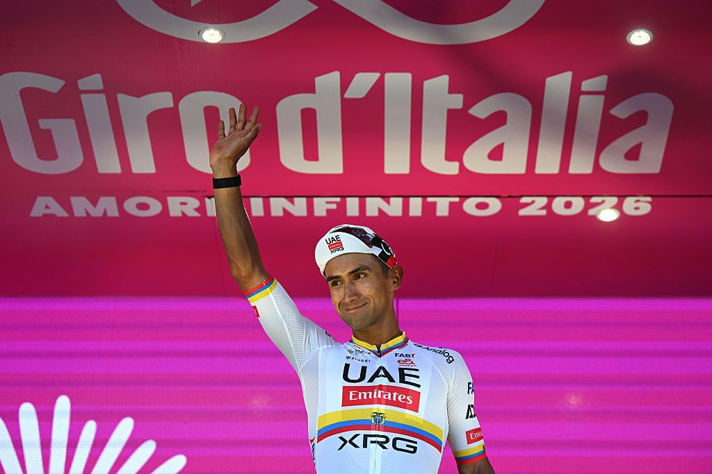 Jhonatan Narvaez of Ecuador and UAE Team Emirates - XRG celebrates at podium as stage winner during the 109th Giro d'Italia 2026, Stage 4