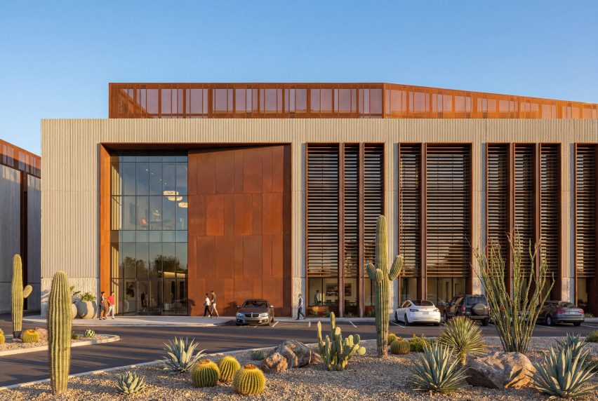 Rendering of data center with Corten steel