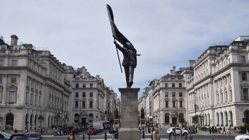 Banksy’s new flag-wielding London statue satirizes blind patriotism