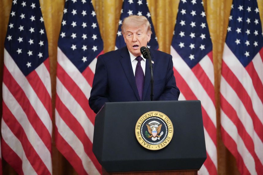 President Donald Trump speaks during a swearing in ceremony for new Chairman of the Federal Reserve Kevin Warsh on May 22.