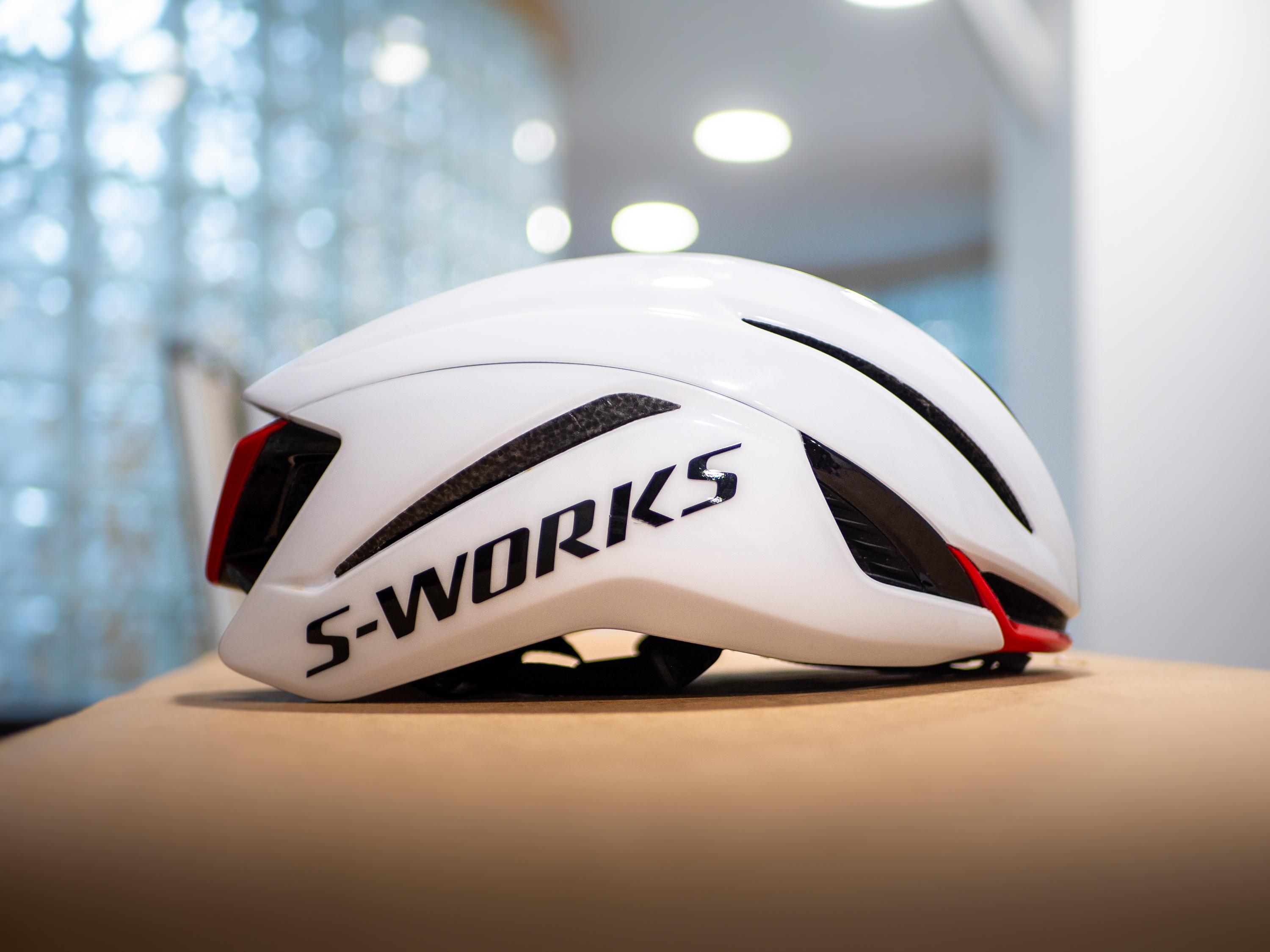 A detail shot of the Specialized Evade 4 helmet