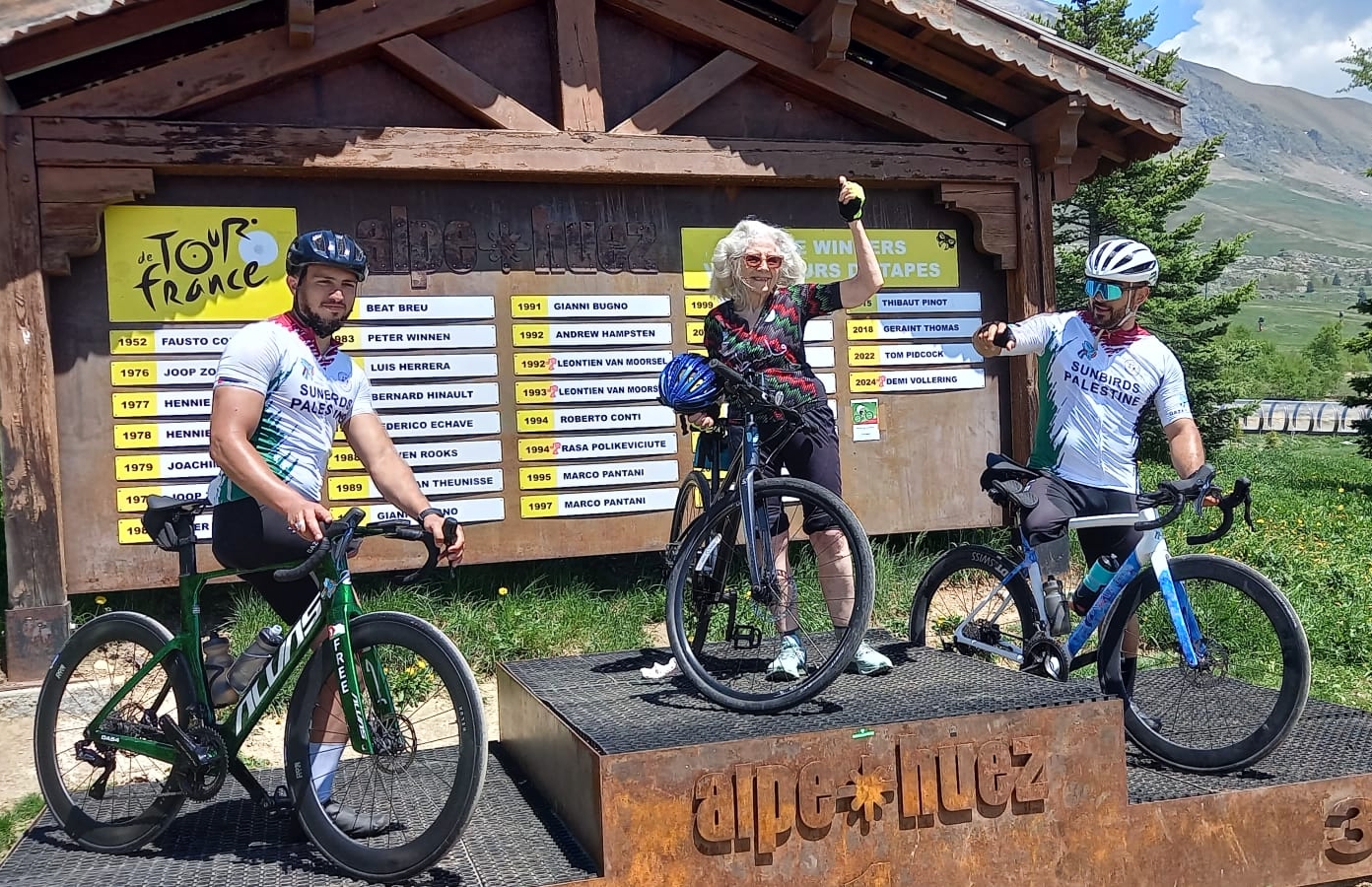 84-year-old Anne Jones riding Alpe d'Huez