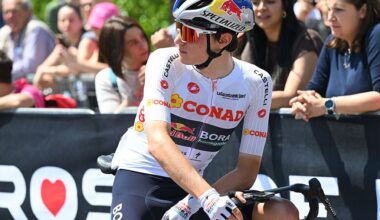 Giulio Pellizzari of Italy and Team Red Bull - BORA - hansgrohe at start of Stage 11 a 195km stage from Porcari to Chiavari / (Photo by Dario Belingheri/Getty Image)