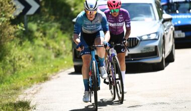 BURGOS, SPAIN - MAY 21: (L-R) Oda Aune Gissinger of Norway and Team Hitec Products - Fluid Control and Irene Cagnazzo of Italy and Team Vini Fantini - BePink compete in the breakaway during the 11th Vuelta a Burgos Feminas 2026, Stage 1 a 127km stage from Burgos, Catedral de Santa Maria to Burgos, Gamonal / #UCIWWT / on May 21, 2026 in Burgos, Spain. (Photo by Szymon Gruchalski/Getty Images)