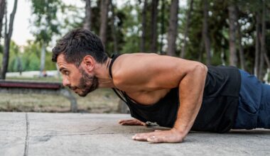 A man performing a hand release push up