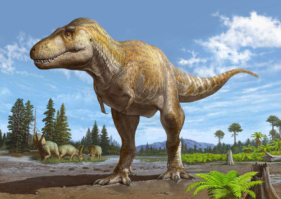 Life reconstruction of Tyrannosaurus mcraeensis. Image credit: Sergey Krasovskiy.