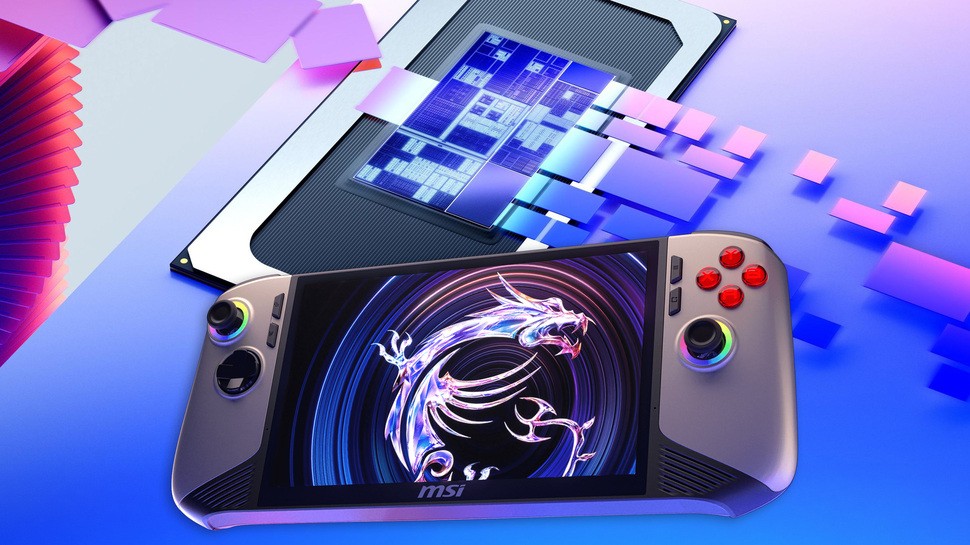 Intel Arc G3 Extreme key art with an MSI handheld in front