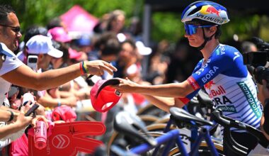 CATANZARO, ITALY - MAY 12: Giulio Pellizzari of Italy and Team Red Bull - BORA - hansgrohe prior to the 109th Giro d&amp;apos;Italia 2026, Stage 4 a 138km stage from Catanzaro to Cosenza / #UCIWT / on May 12, 2026 in Catanzaro, Italy. (Photo by Tim de Waele/Getty Images)