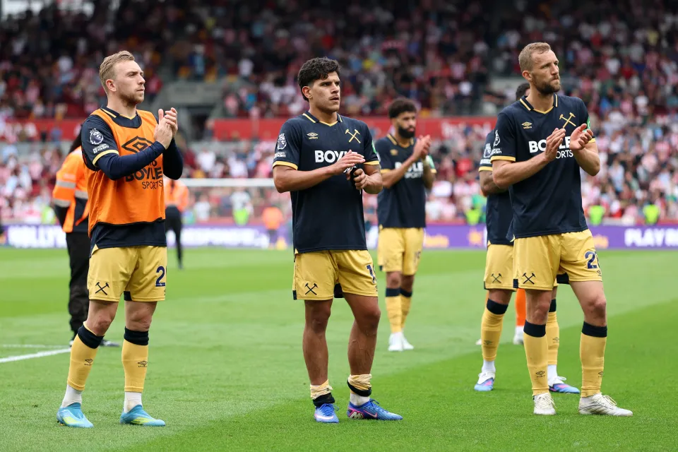 Jarrod Bowen, Mateus Fernandes and Tomas Soucek