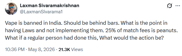 Laxman Sivaramakrishnan post Laxman Sivaramakrishnan post