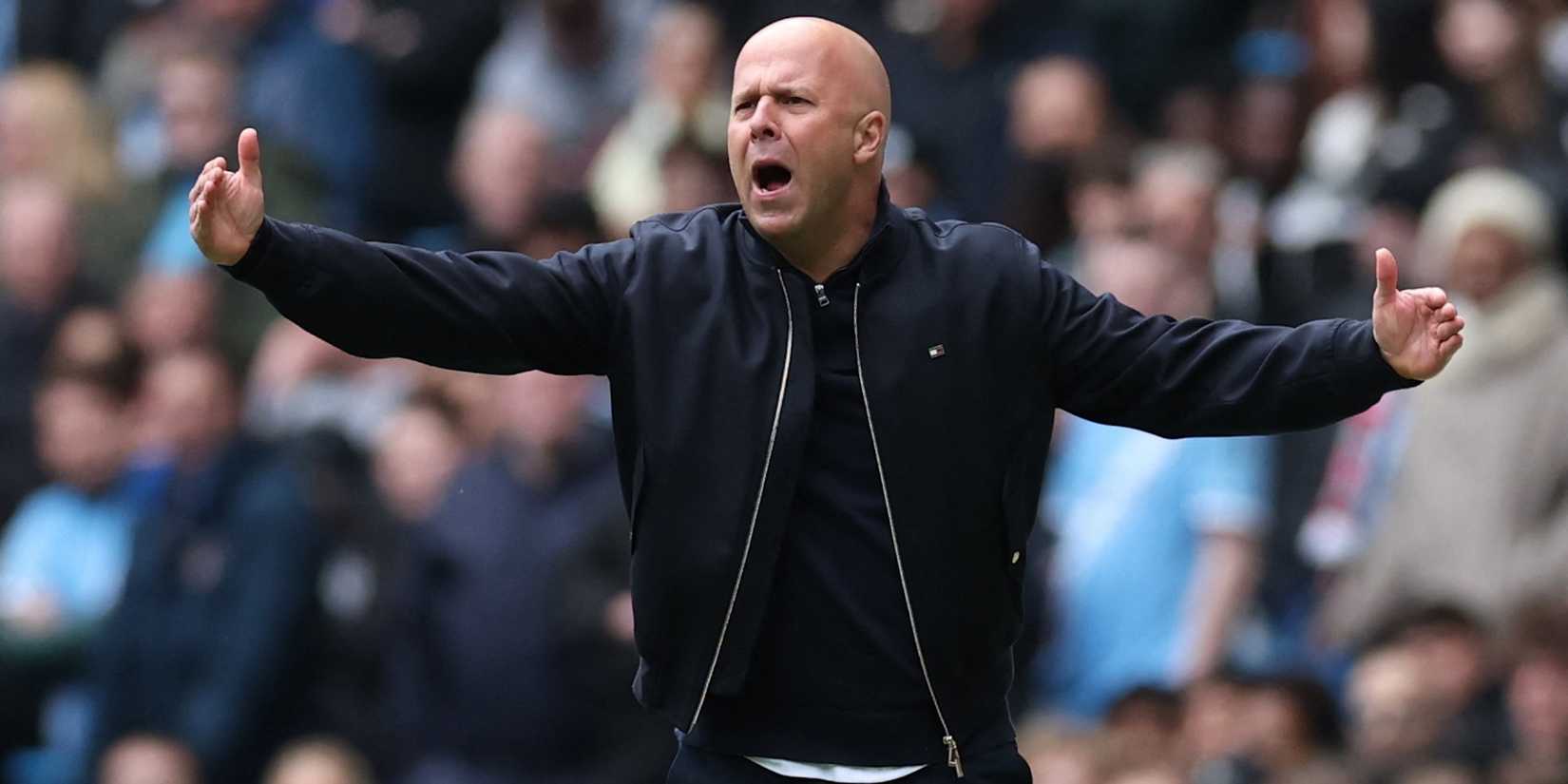 Liverpool manager Arne Slot reacts during the match