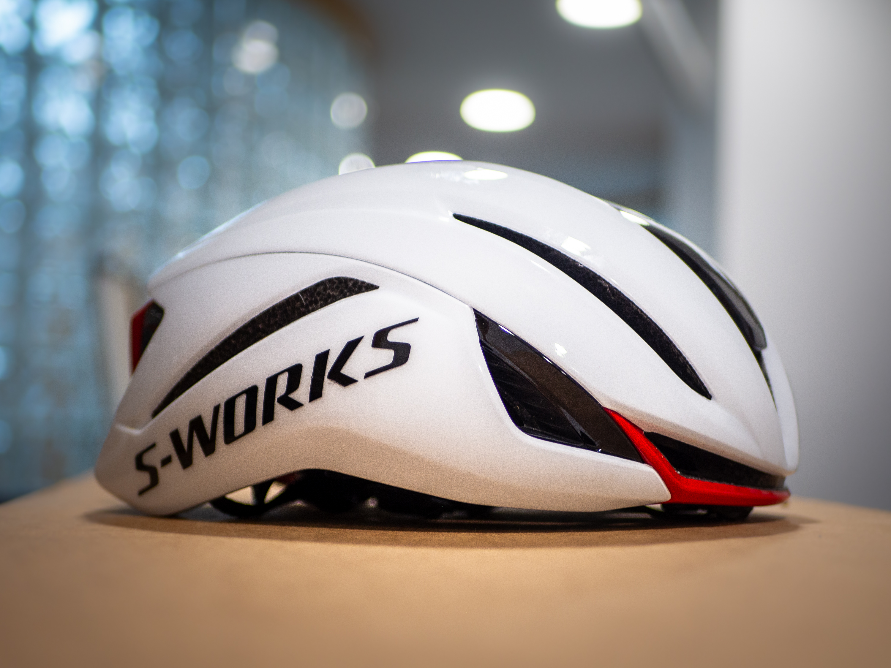 A detail shot of the Specialized Evade 4 helmet