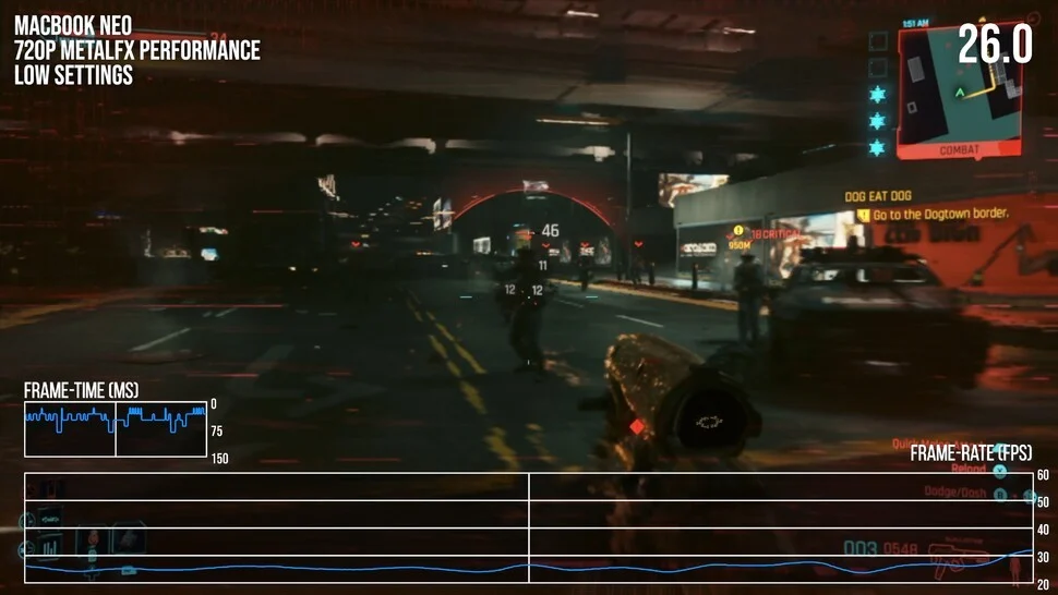Macbook Neo review: cyberpunk 2077