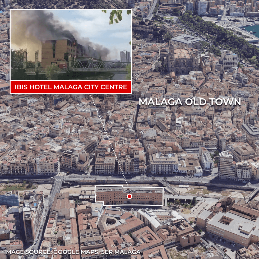 Malaga hotel fire map