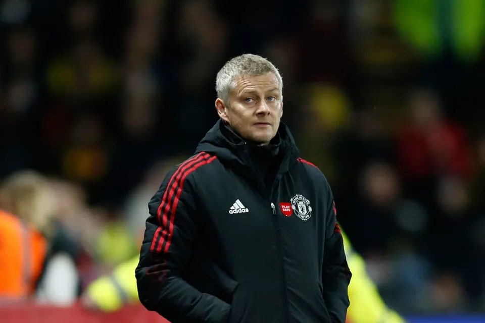 Ole Gunnar Solskjaer in the dugout for Man United