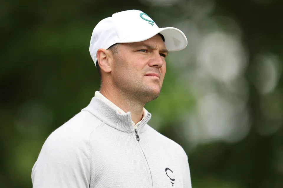 Martin Kaymer of Germany looks on from the fourth tee during the first round of the PGA Championship at Aronimink Golf Club on May 14, 2026