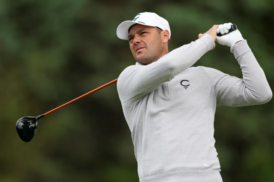 Martin Kaymer of Germany plays his shot from the sixth tee during the first round of the PGA Championship at Aronimink Golf Club on May 14, 2026