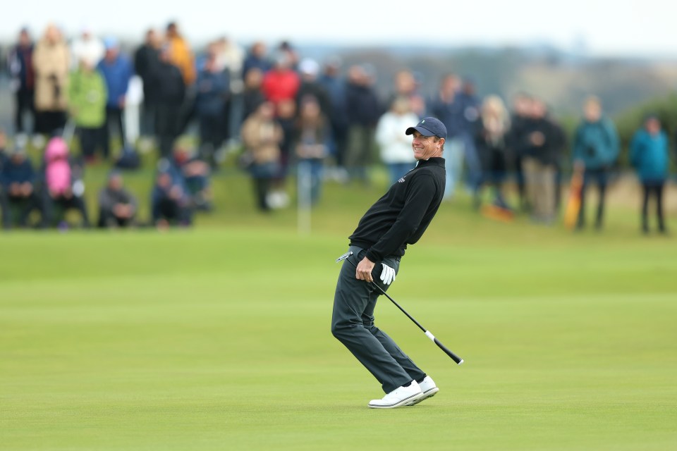 Nicolas Colsaerts of Belgium reacts on the eighth green during day four of the Alfred Dunhill Links Championship 2024 at the Old Course at St Andrews on October 06, 2024 in St Andrews, Scotland.