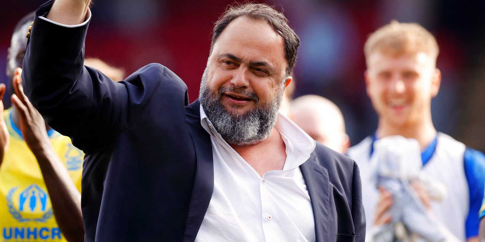 Nottingham Forest owner Evangelos Marinakis celebrates