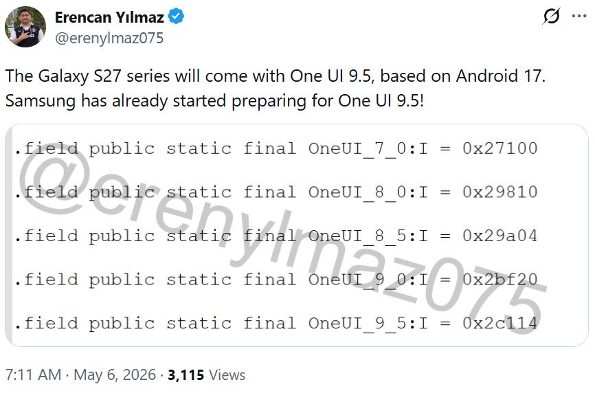 one ui 9 5 tweet