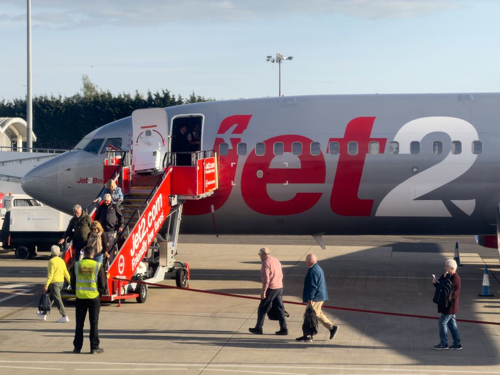 Passengers descending Jet2 flight