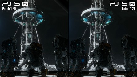Pragmata PS5 Pro 1.20 vs 1.21 comparison - tower