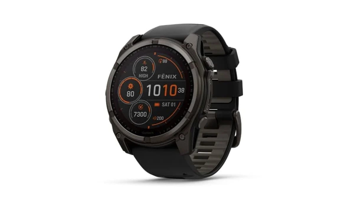 product 1779222488292 Garmin fēnix® 8 – 51 mm, Solar, Sapphire, Premium Multi-Sport GPS Smartwatch, Long-Lasting Battery Life, Dive-Rated, Built-in LED Flashlight, Carbon Gray DLC Titanium with Pebble Gray Band