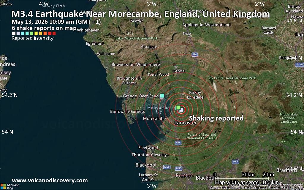 Unconfirmed earthquake or seismic-like event: Near Morecambe, England, United Kingdom, 12 minutes ago