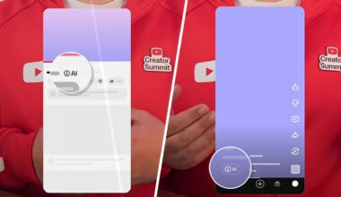 A split image showing new AI labels on YouTube videos