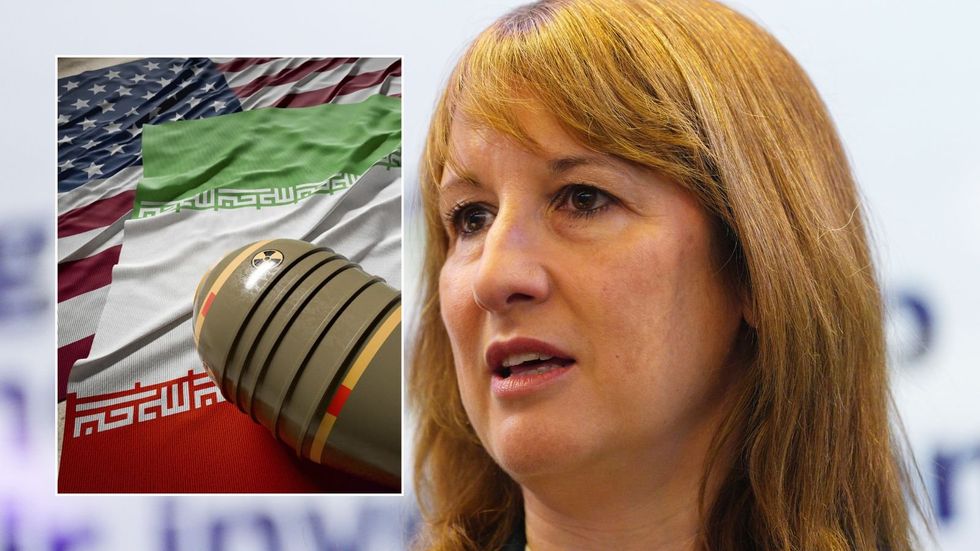 Rachel Reeves and US-Iran flag