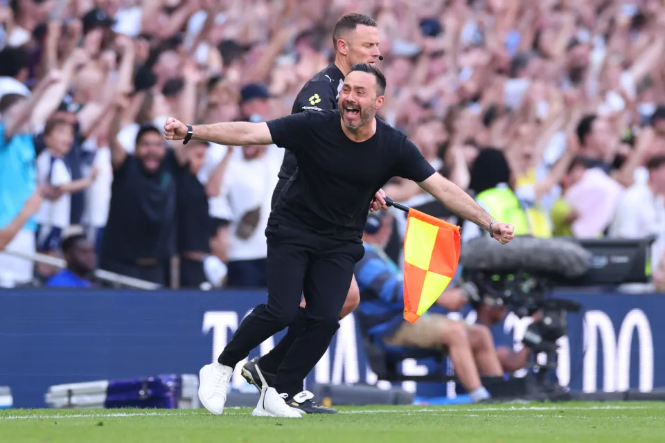 Roberto De Zerbi celebrates Tottenham avoiding relegation